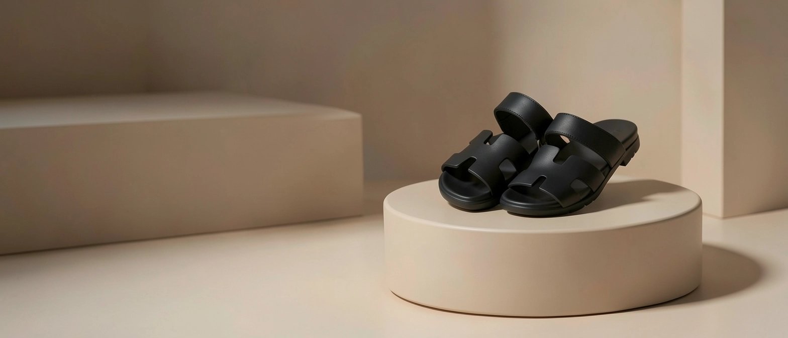 Sandalias de Plástico Negro con Diseño Moderno